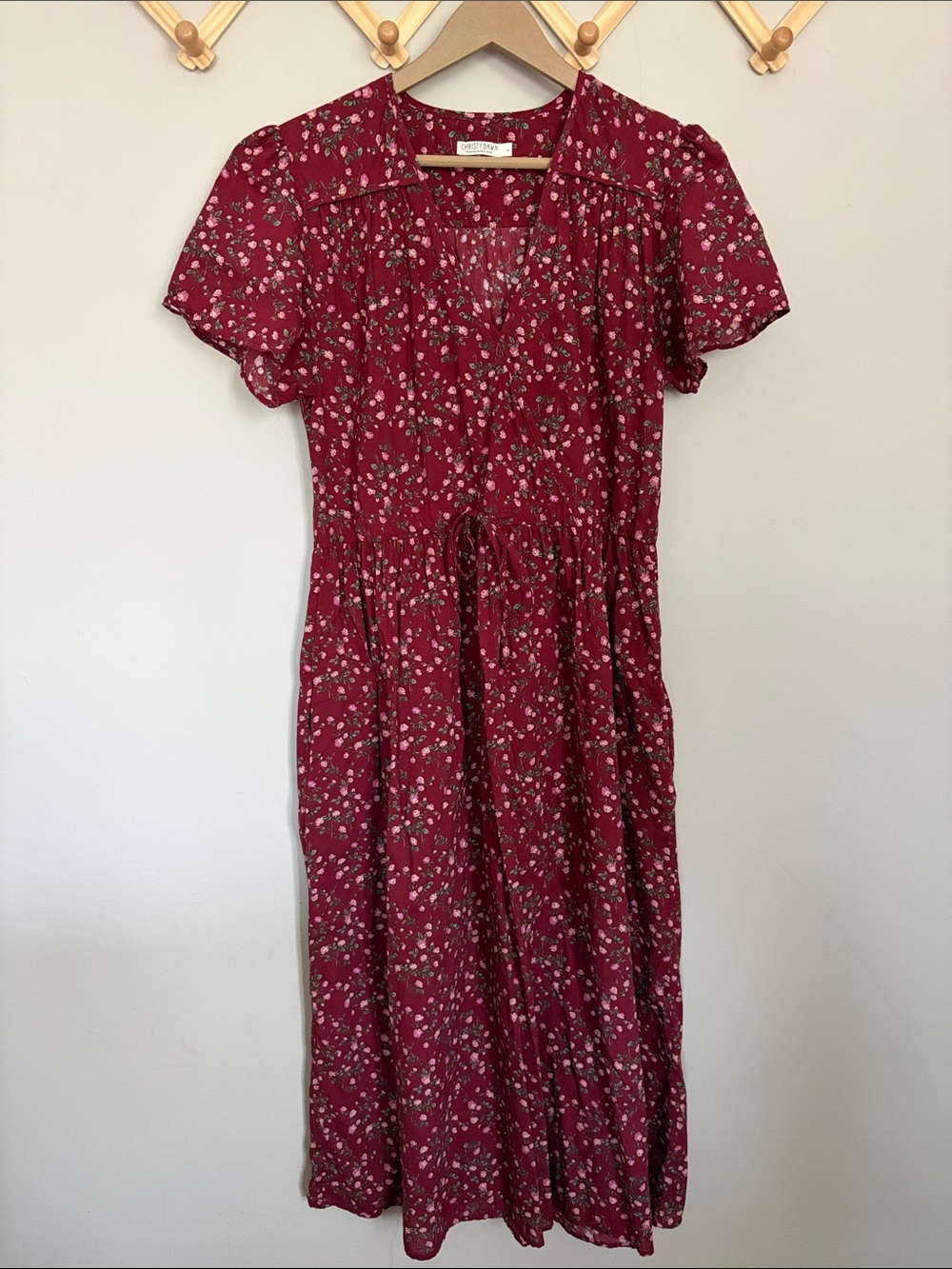Christy Dawn Burgundy Floral Midi Dress